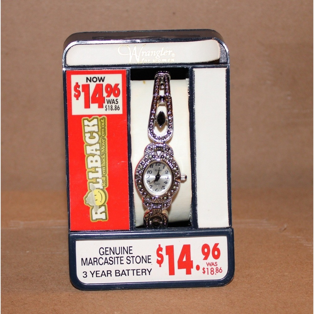 Wrangler For Women Marcasite Stone Quartz Watch‎ Silver Tone Vintage W3185QB New